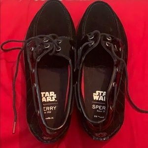 Sperry Black Flats with Star Wars Design